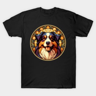 Australian Shepherd Dog  - Dog Owners Gift - Art Deco Style T-Shirt